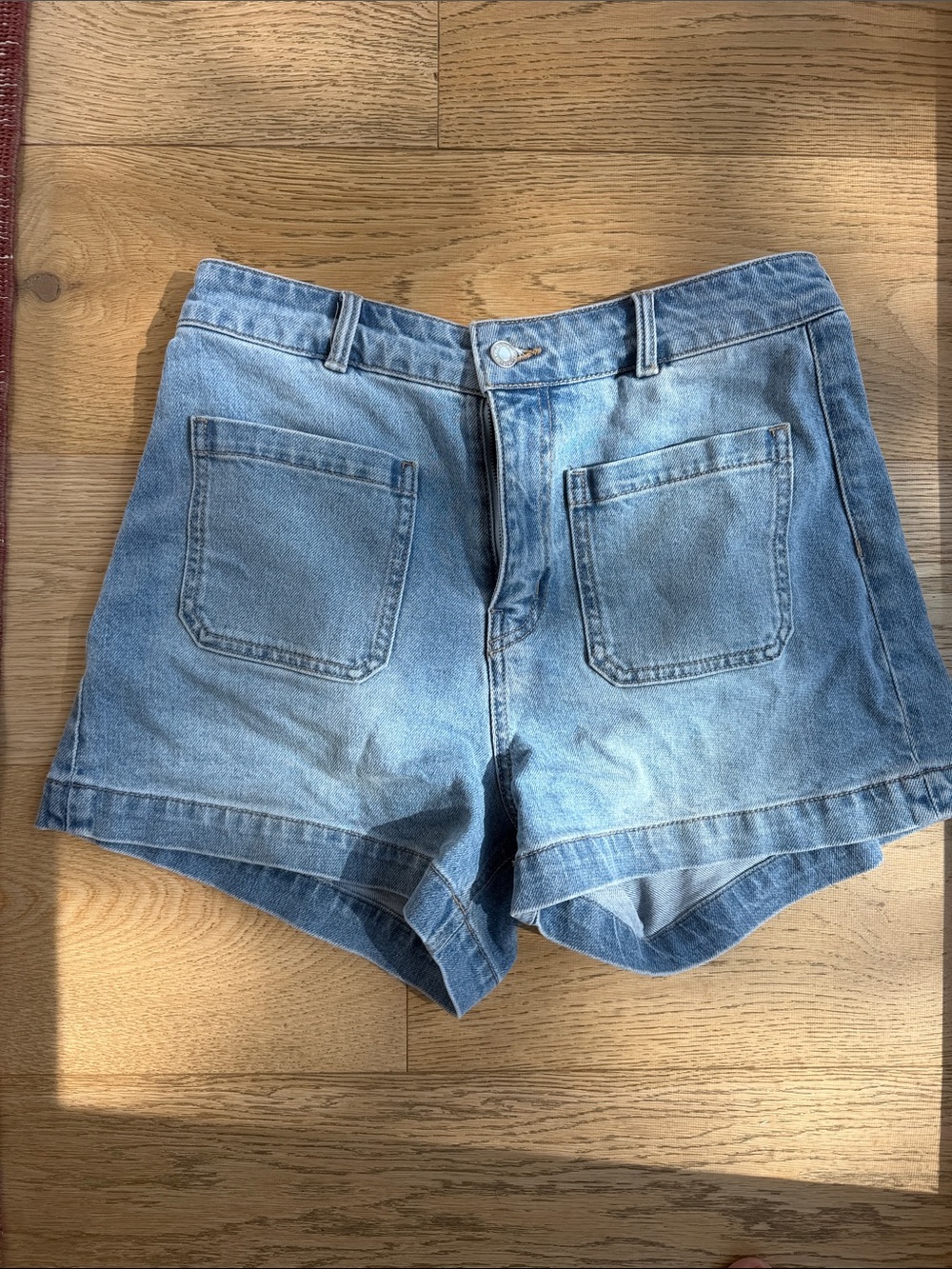 H&M Light Blue High-Rise Denim Shorts